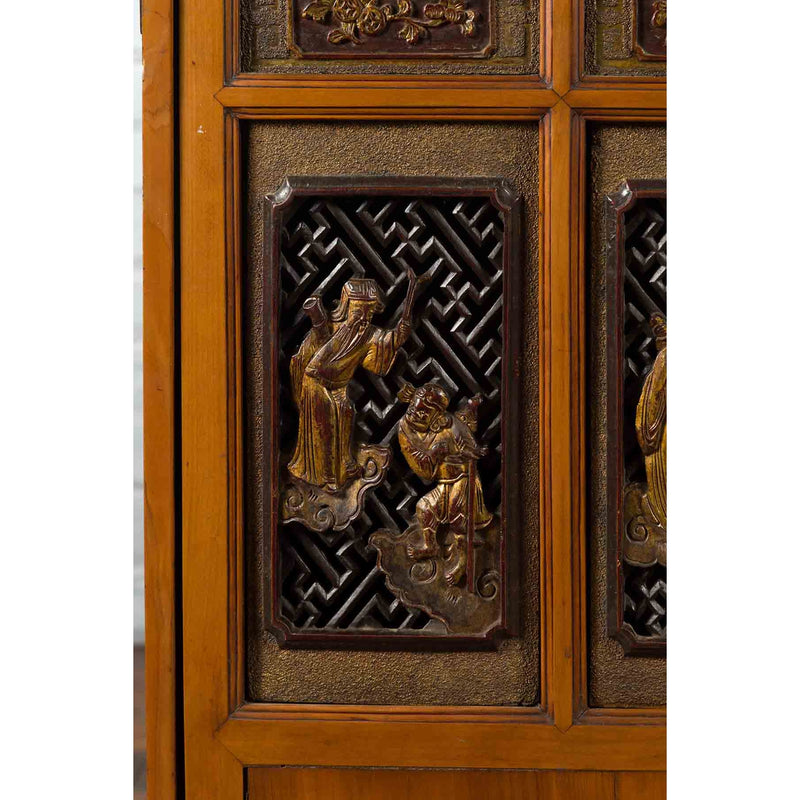 Chinese 19th Century Dowry Chest with Fretwork and Carved Gilt Characters-10. Asian & Chinese Furniture, Art, Antiques, Vintage Home Décor for sale at FEA Home
