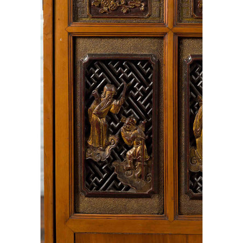 Chinese 19th Century Dowry Chest with Fretwork and Carved Gilt Characters-10. Asian & Chinese Furniture, Art, Antiques, Vintage Home Décor for sale at FEA Home
