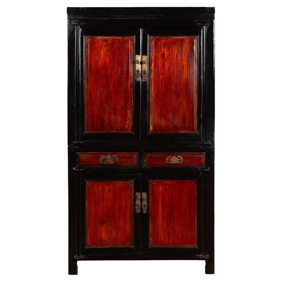 Chinese Early 20th Century Black and Brown Lacquer Cabinet with Doors, Drawers-1. Asian & Chinese Furniture, Art, Antiques, Vintage Home Décor for sale at FEA Home