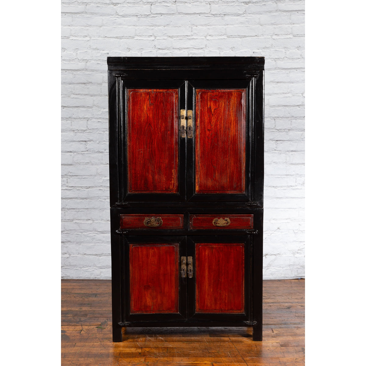 Chinese Early 20th Century Black and Brown Lacquer Cabinet with Doors, Drawers-2. Asian & Chinese Furniture, Art, Antiques, Vintage Home Décor for sale at FEA Home