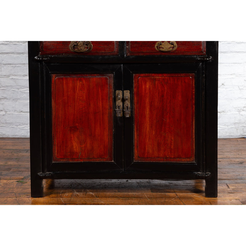 Chinese Early 20th Century Black and Brown Lacquer Cabinet with Doors, Drawers-YN5895-8. Asian & Chinese Furniture, Art, Antiques, Vintage Home Décor for sale at FEA Home