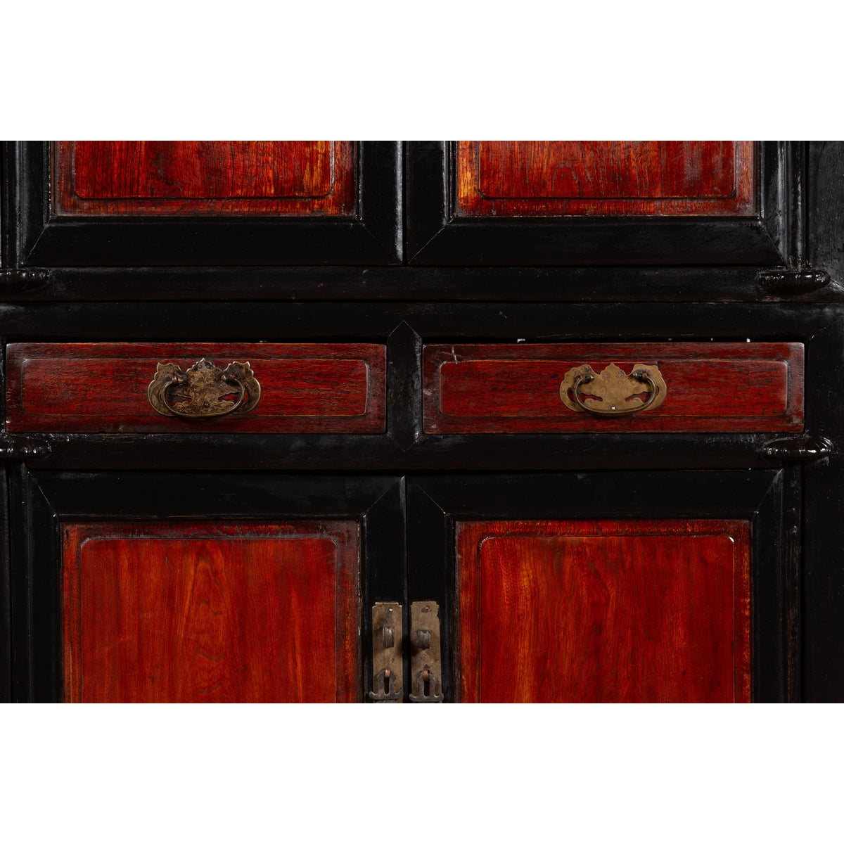 Chinese Early 20th Century Black and Brown Lacquer Cabinet with Doors, Drawers-9. Asian &amp; Chinese Furniture, Art, Antiques, Vintage Home Décor for sale at FEA Home