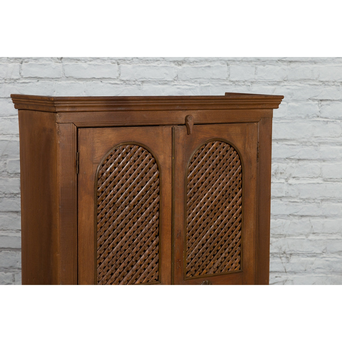 Indian Vintage Wooden Cabinet with Lattice Motifs and Carved Panels-11. Asian &amp; Chinese Furniture, Art, Antiques, Vintage Home Décor for sale at FEA Home