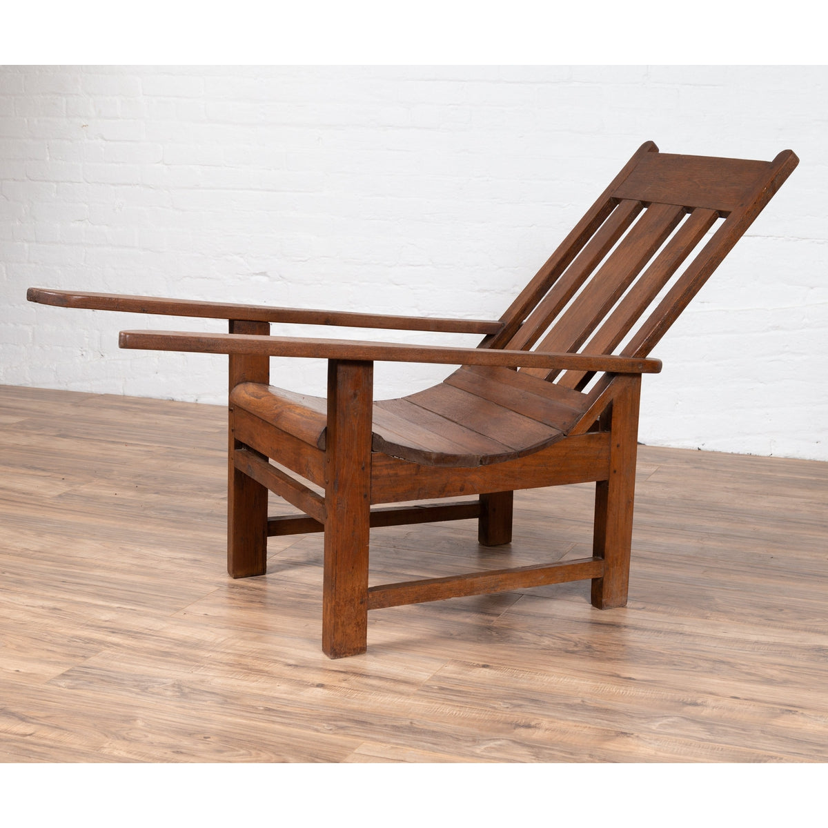 Antique Indonesian Teak Plantation Lounge Chair from Madura with Slanted Back-2. Asian & Chinese Furniture, Art, Antiques, Vintage Home Décor for sale at FEA Home