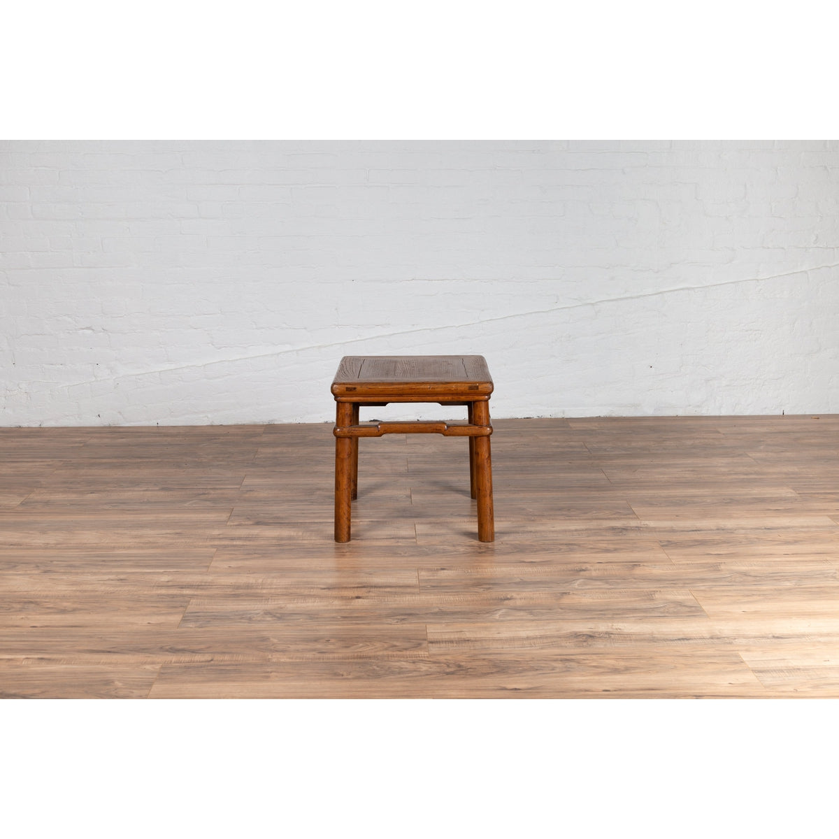 Chinese Ming Style Vintage Natural Wood Side Table with Humpback Stretcher-10. Asian &amp; Chinese Furniture, Art, Antiques, Vintage Home Décor for sale at FEA Home