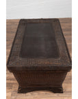 Chinese Antique Large Rattan Basket Coffee Table with Dark Brown Patina and Lid-12. Asian & Chinese Furniture, Art, Antiques, Vintage Home Décor for sale at FEA Home