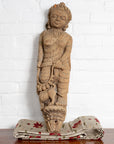Indian Gujarat Hand Carved Temple Carving Statue Depicting a Woman and a Feline-2. Asian & Chinese Furniture, Art, Antiques, Vintage Home Décor for sale at FEA Home