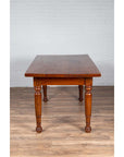 Antique Dutch Colonial Javanese Teak Desk with Single Drawer and Turned Legs-13. Asian & Chinese Furniture, Art, Antiques, Vintage Home Décor for sale at FEA Home