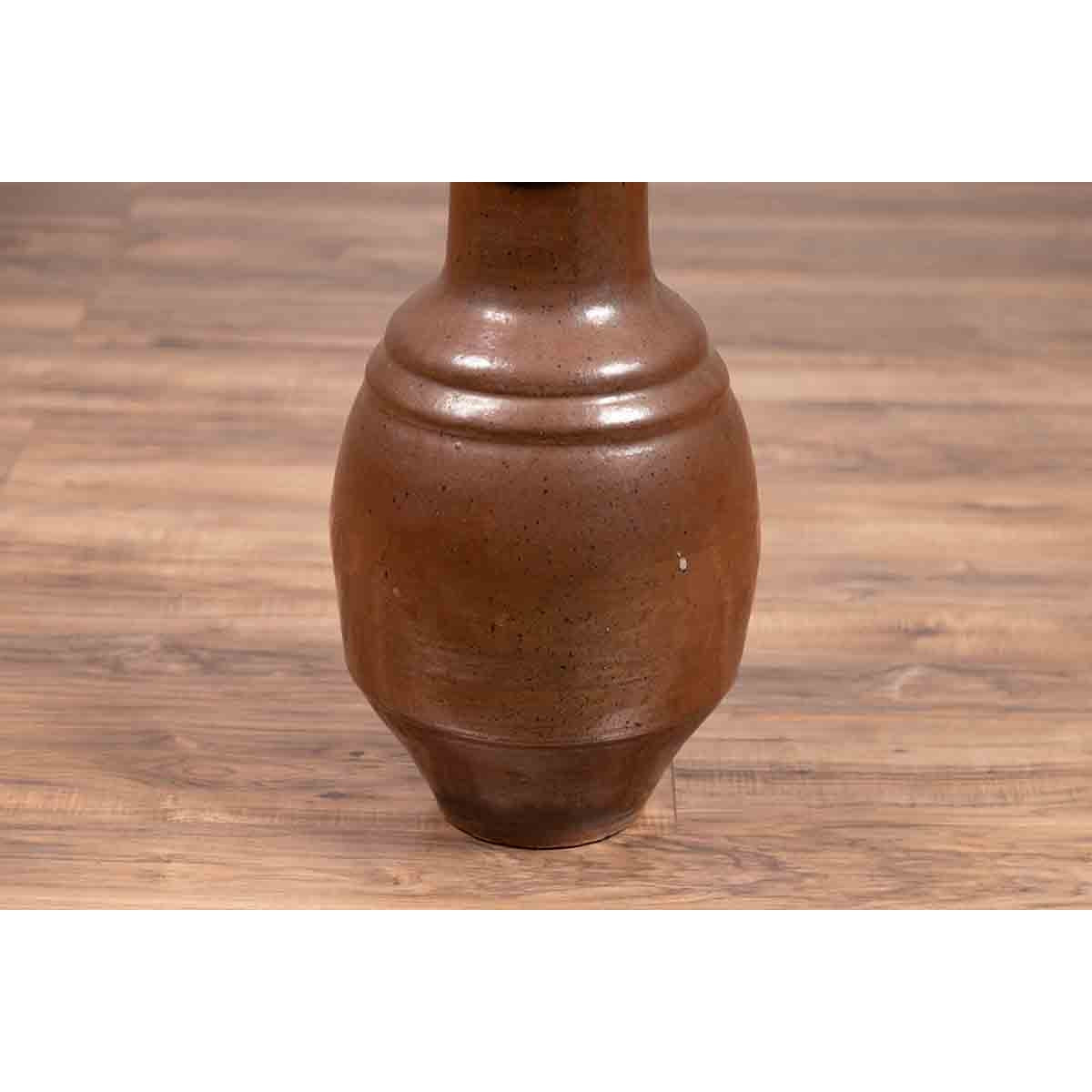 Japanese Tamba Tachikui Ware Monochrome Brown Glazed Water Jug, 19th Century-5. Asian &amp; Chinese Furniture, Art, Antiques, Vintage Home Décor for sale at FEA Home