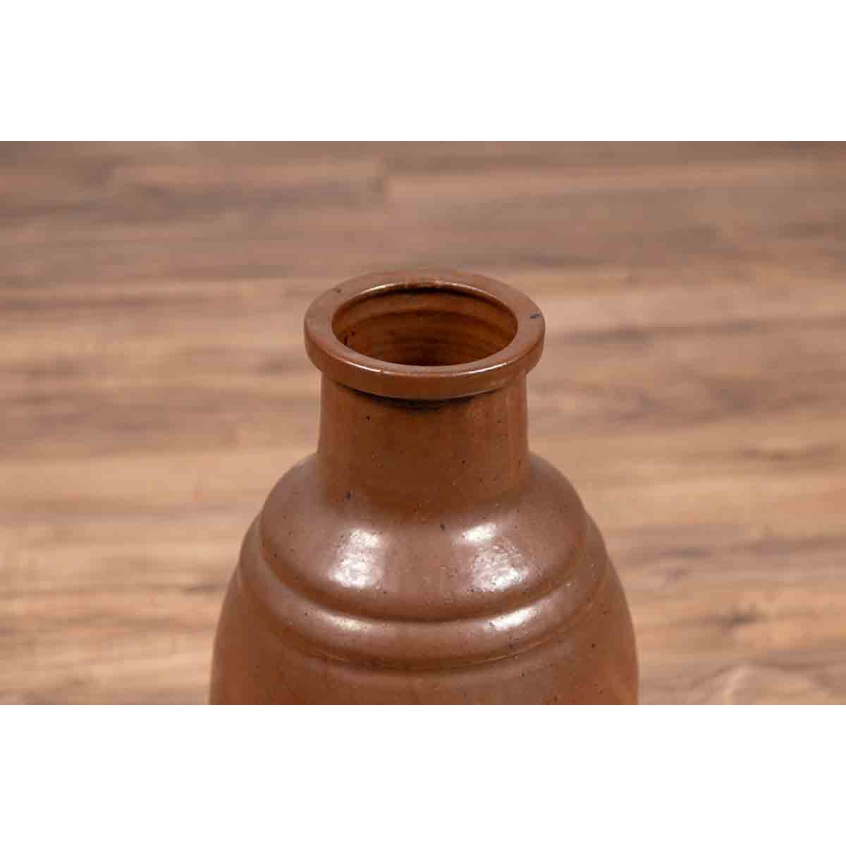 Japanese Tamba Tachikui Ware Monochrome Brown Glazed Water Jug, 19th Century-7. Asian &amp; Chinese Furniture, Art, Antiques, Vintage Home Décor for sale at FEA Home