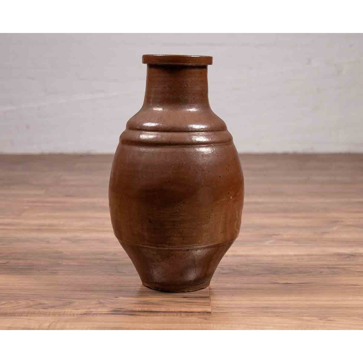 Japanese Tamba Tachikui Ware Monochrome Brown Glazed Water Jug, 19th Century-4. Asian &amp; Chinese Furniture, Art, Antiques, Vintage Home Décor for sale at FEA Home