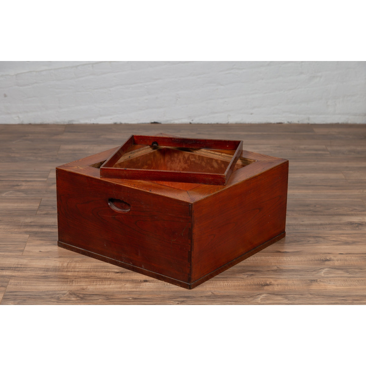 Japanese 19th Century Keyaki Wood Rectangular Hibachi with Copper Liner-5. Asian &amp; Chinese Furniture, Art, Antiques, Vintage Home Décor for sale at FEA Home