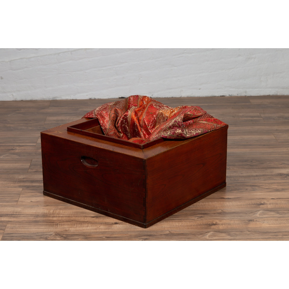 Japanese 19th Century Keyaki Wood Rectangular Hibachi with Copper Liner-3. Asian &amp; Chinese Furniture, Art, Antiques, Vintage Home Décor for sale at FEA Home
