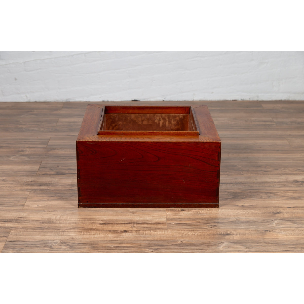 Japanese 19th Century Keyaki Wood Rectangular Hibachi with Copper Liner-12. Asian &amp; Chinese Furniture, Art, Antiques, Vintage Home Décor for sale at FEA Home
