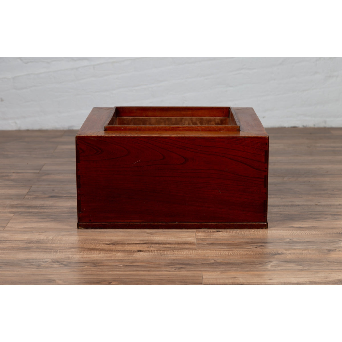 Japanese 19th Century Keyaki Wood Rectangular Hibachi with Copper Liner-13. Asian &amp; Chinese Furniture, Art, Antiques, Vintage Home Décor for sale at FEA Home