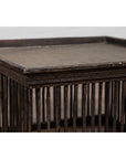 Vintage Thai Square Rattan Coffee Table with Silver Leaf Top and Spindle Design-7. Asian & Chinese Furniture, Art, Antiques, Vintage Home Décor for sale at FEA Home
