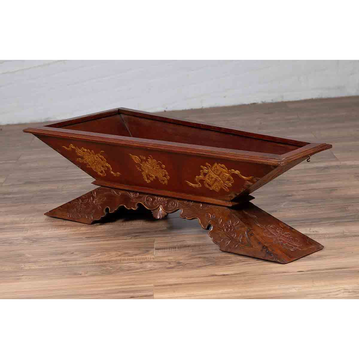 Vintage Burmese Prayer Book Holder with Unusual Shape and Carved Pedestal Base-2. Asian & Chinese Furniture, Art, Antiques, Vintage Home Décor for sale at FEA Home