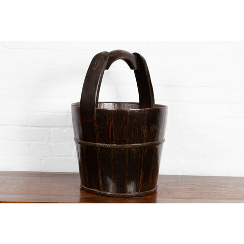 19th Century Southern Chinese Wooden Bucket with Large Handle and Metal Accents-YN6353-8. Asian & Chinese Furniture, Art, Antiques, Vintage Home Décor for sale at FEA Home
