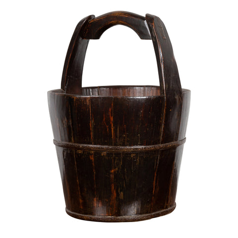 19th Century Southern Chinese Wooden Bucket with Large Handle and Metal Accents-YN6353-1. Asian & Chinese Furniture, Art, Antiques, Vintage Home Décor for sale at FEA Home