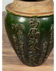 Chinese Contemporary Green Glazed Water Jug Pottery with Calligraphy-12. Asian & Chinese Furniture, Art, Antiques, Vintage Home Décor for sale at FEA Home