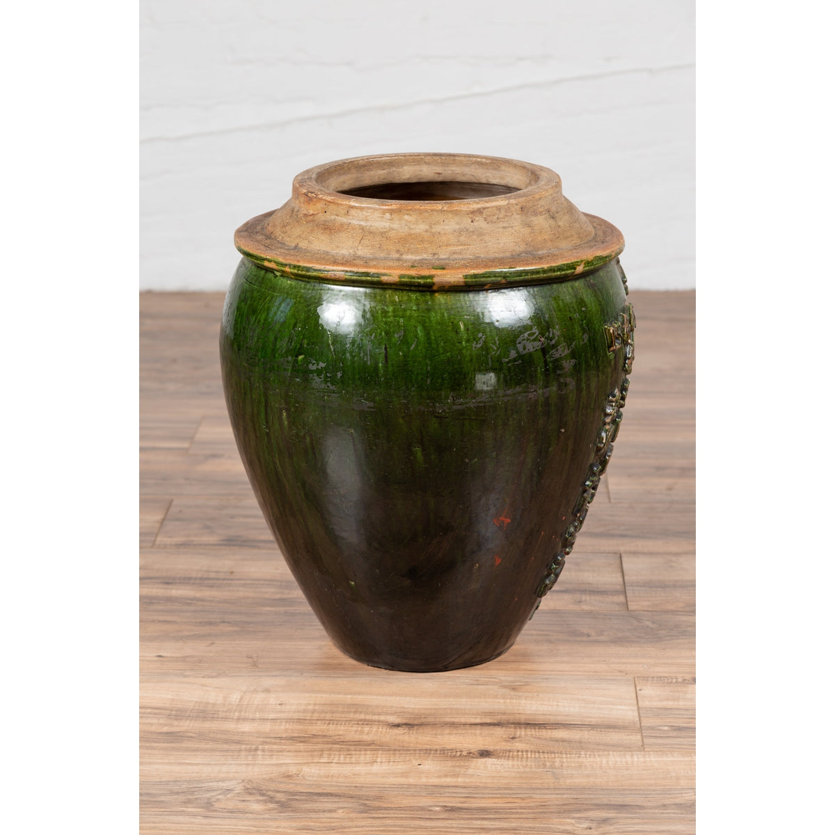 Chinese Contemporary Green Glazed Water Jug Pottery with Calligraphy-9. Asian &amp; Chinese Furniture, Art, Antiques, Vintage Home Décor for sale at FEA Home