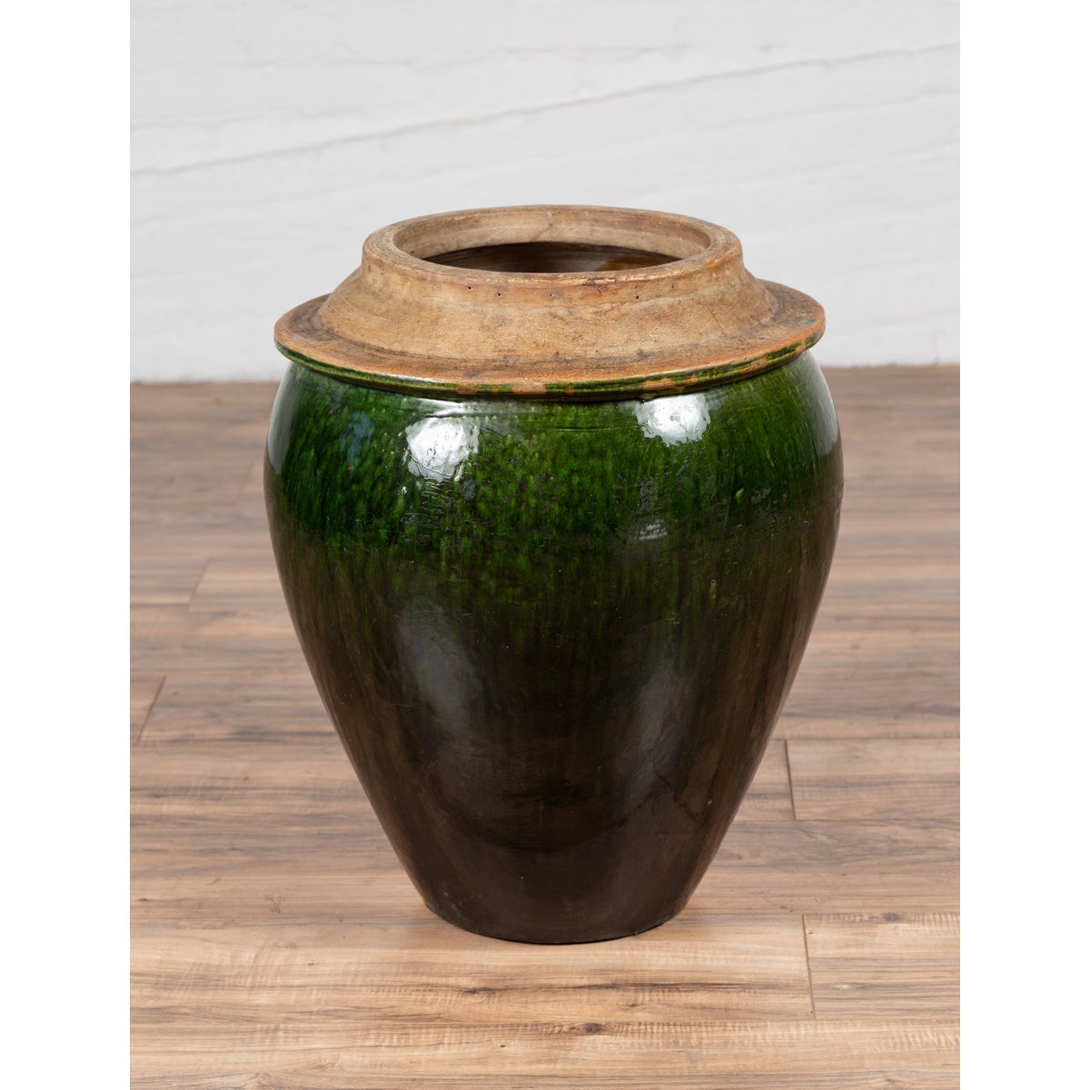 Chinese Contemporary Green Glazed Water Jug Pottery with Calligraphy-8. Asian &amp; Chinese Furniture, Art, Antiques, Vintage Home Décor for sale at FEA Home