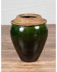 Chinese Contemporary Green Glazed Water Jug Pottery with Calligraphy-8. Asian & Chinese Furniture, Art, Antiques, Vintage Home Décor for sale at FEA Home