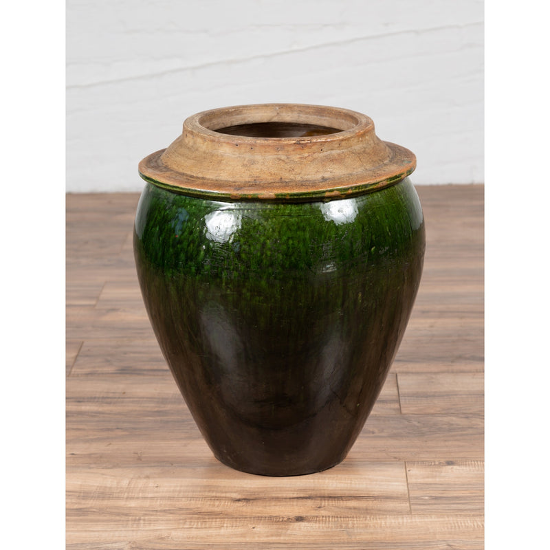 Chinese Contemporary Green Glazed Water Jug Pottery with Calligraphy-YN6370-8. Asian & Chinese Furniture, Art, Antiques, Vintage Home Décor for sale at FEA Home