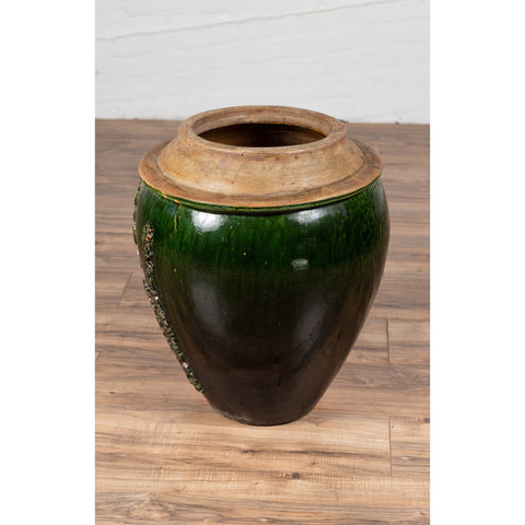 Chinese Contemporary Green Glazed Water Jug Pottery with Calligraphy-YN6370-10. Asian & Chinese Furniture, Art, Antiques, Vintage Home Décor for sale at FEA Home