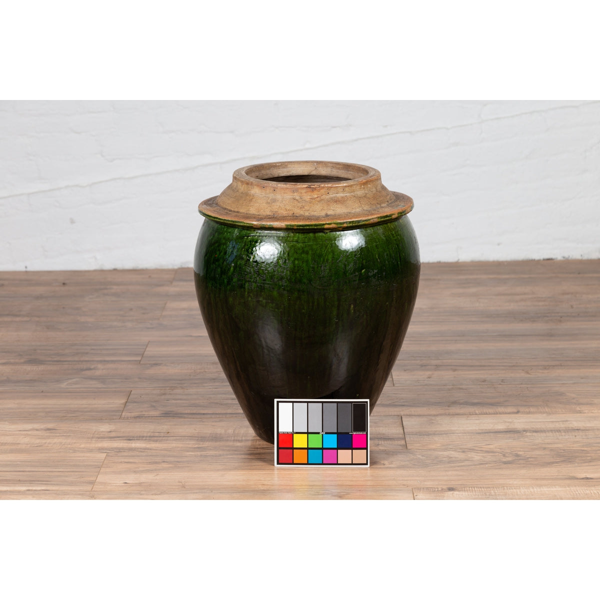 Chinese Contemporary Green Glazed Water Jug Pottery with Calligraphy-4. Asian &amp; Chinese Furniture, Art, Antiques, Vintage Home Décor for sale at FEA Home