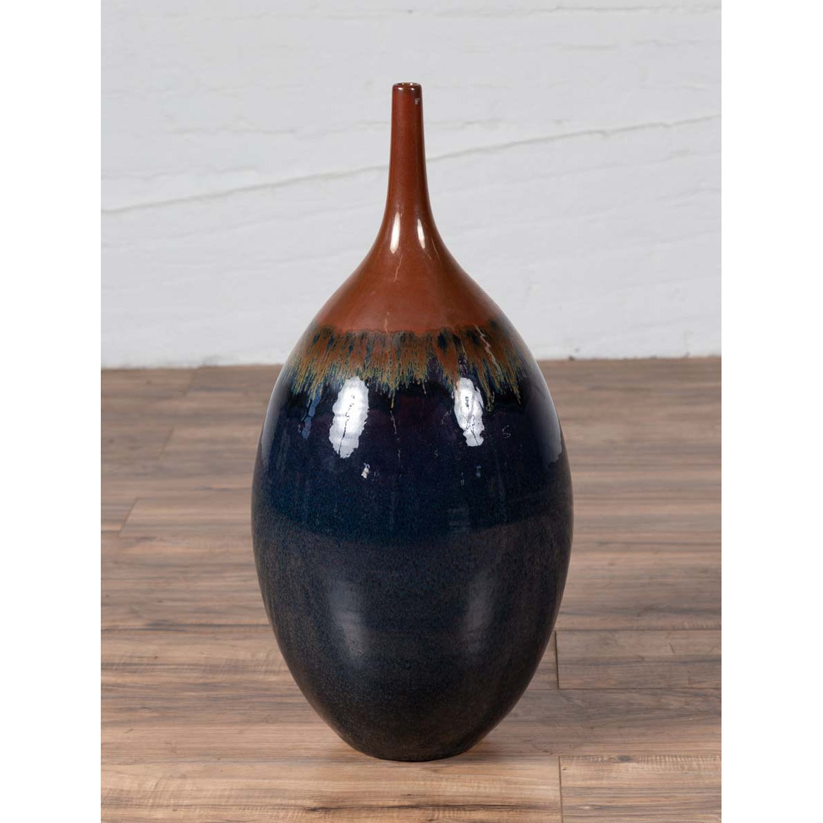 Vintage Northern Thai Chiang Mai Blue and Brown Vase from the Prem Collection-2. Asian & Chinese Furniture, Art, Antiques, Vintage Home Décor for sale at FEA Home