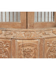 Large Natural Wood Bonnet Top Window Balcony with Hand Carved Foliage Motifs-10. Asian & Chinese Furniture, Art, Antiques, Vintage Home Décor for sale at FEA Home