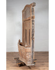 Large Natural Wood Bonnet Top Window Balcony with Hand Carved Foliage Motifs-3. Asian & Chinese Furniture, Art, Antiques, Vintage Home Décor for sale at FEA Home