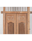 Large Natural Wood Bonnet Top Window Balcony with Hand Carved Foliage Motifs-7. Asian & Chinese Furniture, Art, Antiques, Vintage Home Décor for sale at FEA Home