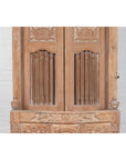Large Natural Wood Bonnet Top Window Balcony with Hand Carved Foliage Motifs-11. Asian & Chinese Furniture, Art, Antiques, Vintage Home Décor for sale at FEA Home