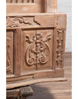 Large Natural Wood Window Balcony with Hand Carved Foliage Motifs and Bonnet Top-7. Asian & Chinese Furniture, Art, Antiques, Vintage Home Décor for sale at FEA Home