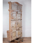 Large Natural Wood Window Balcony with Hand Carved Foliage Motifs and Bonnet Top-6. Asian & Chinese Furniture, Art, Antiques, Vintage Home Décor for sale at FEA Home
