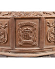 Large Natural Wood Window Balcony with Hand Carved Foliage Motifs and Bonnet Top-8. Asian & Chinese Furniture, Art, Antiques, Vintage Home Décor for sale at FEA Home