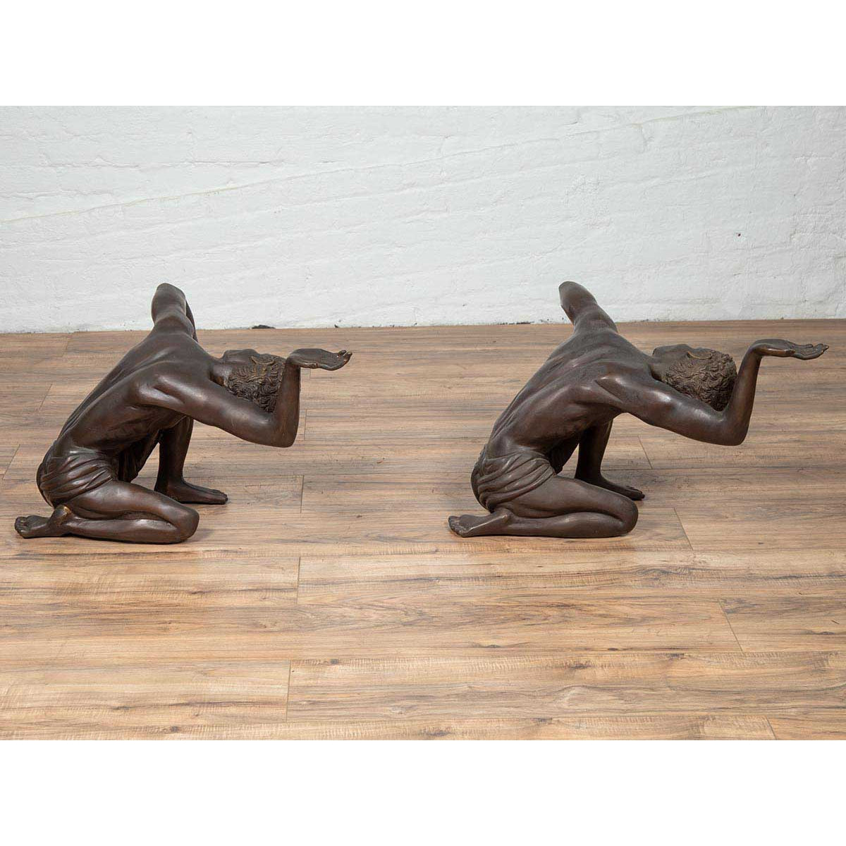 Pair of Vintage Bronze Kneeling Table Bases-4. Asian &amp; Chinese Furniture, Art, Antiques, Vintage Home Décor for sale at FEA Home