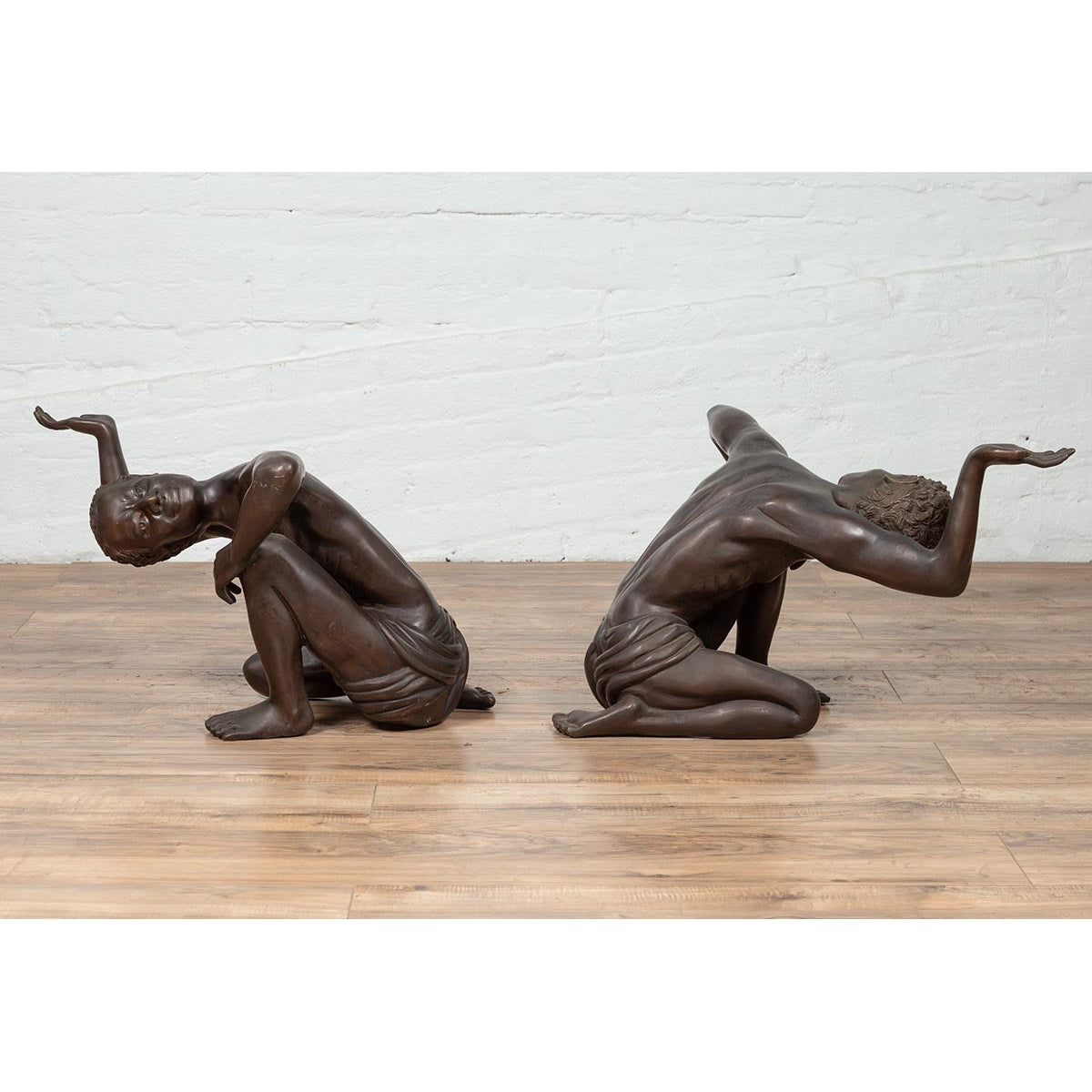 Pair of Vintage Bronze Kneeling Table Bases-3. Asian &amp; Chinese Furniture, Art, Antiques, Vintage Home Décor for sale at FEA Home
