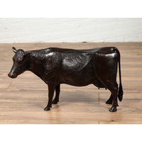 Contemporary Lost Wax Cast Bronze Custom Design Sculpture of a Holstein Cow