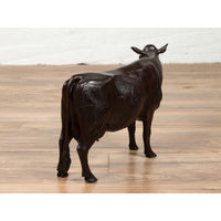 Contemporary Lost Wax Cast Bronze Custom Design Sculpture of a Holstein Cow