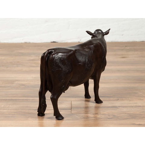 Contemporary Lost Wax Cast Bronze Custom Design Sculpture of a Holstein Cow-YN6531-5. Asian & Chinese Furniture, Art, Antiques, Vintage Home Décor for sale at FEA Home