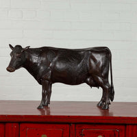 Contemporary Lost Wax Cast Bronze Custom Design Sculpture of a Holstein Cow