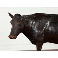 Contemporary Lost Wax Cast Bronze Custom Design Sculpture of a Holstein Cow