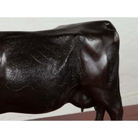 Contemporary Lost Wax Cast Bronze Custom Design Sculpture of a Holstein Cow