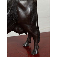 Contemporary Lost Wax Cast Bronze Custom Design Sculpture of a Holstein Cow