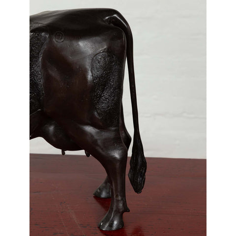 Contemporary Lost Wax Cast Bronze Custom Design Sculpture of a Holstein Cow-YN6531-13. Asian & Chinese Furniture, Art, Antiques, Vintage Home Décor for sale at FEA Home