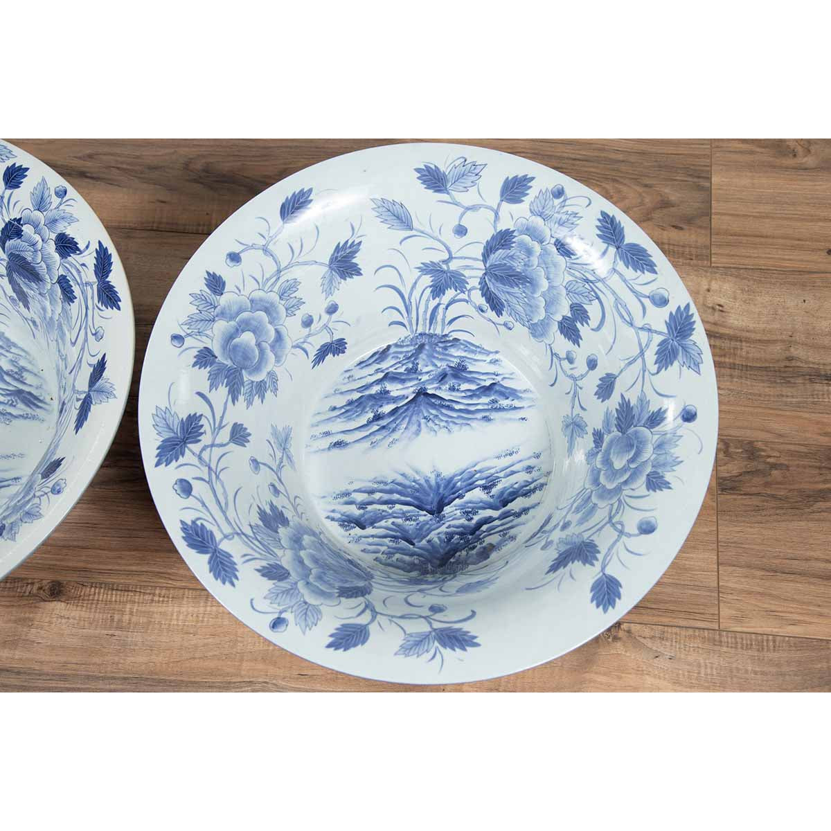 Pair of Blue &amp; White Porcelain Basins with Floral Motifs-12. Asian &amp; Chinese Furniture, Art, Antiques, Vintage Home Décor for sale at FEA Home