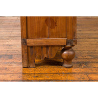 Dutch Colonial 19th Century Teak Wood Cabinet with Carved Panels and Shelves